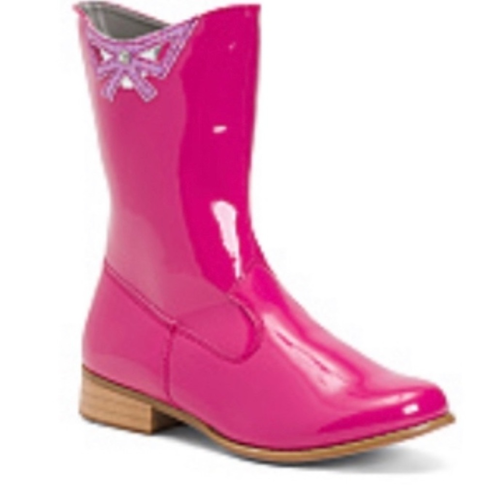 L’Amour Toddler Girl’s Hot Pink Patent Zip Mid-Calf Round Toe Boots 7